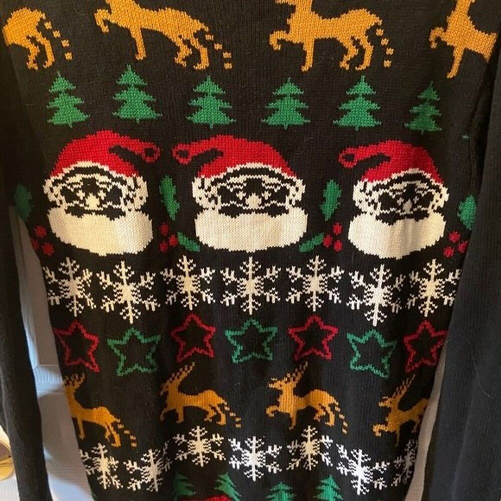 Ugly Christmas Sweater Santa Reindeer Adult M Holiday Party Fun - Picture 4 of 5